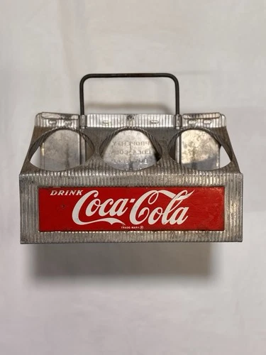 1950s Coca-Cola Vintage Metal 6 Pack Bottle Carrier Coke Caddy Aluminum Holder