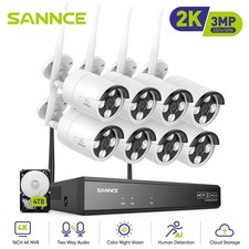 SANNCE Wireless 16CH 8MP NVR 3MP WIFI Security Camera System Outdoor 2-Way Audio
