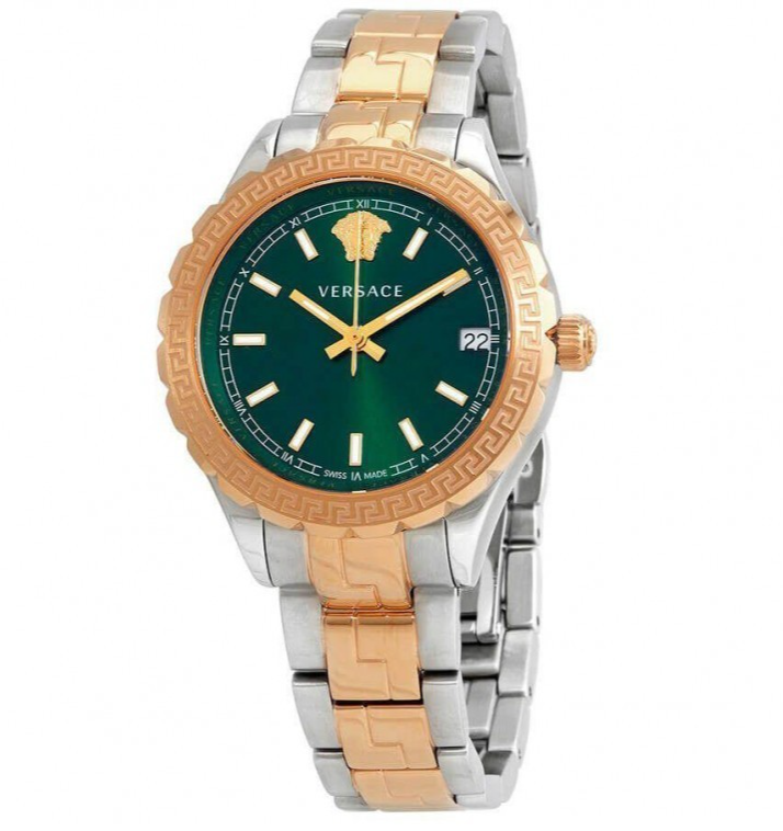 Versace Hellenyium Women's Green Dial Two Tone Watch - V12050016 ($1430 MSRP)