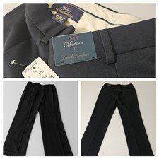 NWT Brooks Brothers Madison Fit Mens Black Pleated Wool Pants 35W x 32L NEW