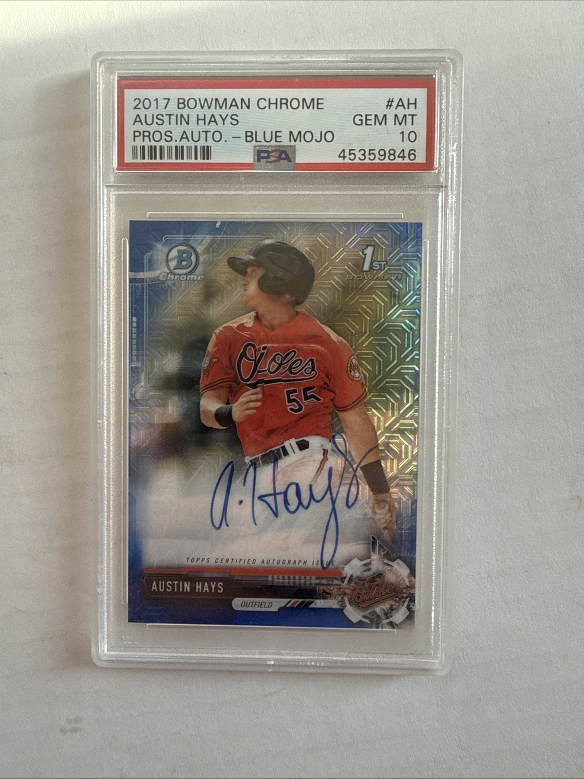 2017 Bowman Chrome Prospect Auto Austin Hays #CPA-AH Blue Mojo Refractor /150