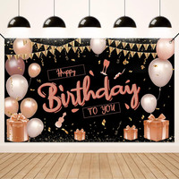 Geburtstag Deko Banner, Happy Birthday Banner Schwarz Rose Geburtstagsdeko FüR M