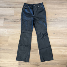 Vintage Newport News Womens Leather Pants Easy Style Sz 10 High Rise Biker Retro