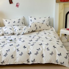 Butterfly Duvet Cover Set Queen 100 Cotton Bedding Cartoon Black Butterflies