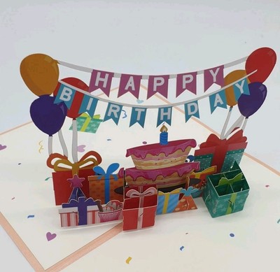 3D Pop up Geburtstagskarte Happy Birthday Girlande von PapierParadies