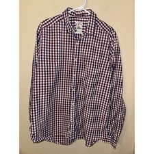 Lacoste Mens Gingham Check Button Down Shirt Modern Fit Navy Red White Size 44