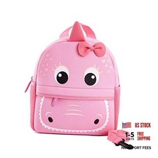 Preschool Toddler Backpack with Leash, 3D Cute Cartoon Neoprene Pink Dinosaur