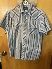 WRANGLER men's L Pearl Button Snap Front Western Shirt Short Sleeve Chest Pocket