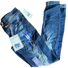 Indigo Rein Mid Rise Ankle Distressed Roll Cuff Jeans Size 0