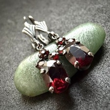 Vintage Granat Ohrringe 935 Silber Tracht alt