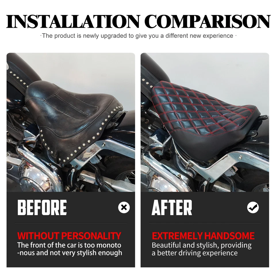 Одиночное водительское сиденье с красной строчкой для Harley Heritage Softail FLSTC Deluxe 06-2017 - Изображение 3 из 4