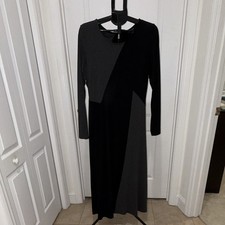 Karen Kane Women’s Colorblock Round Neck Long Sleeve Maxi Dress Black Gray XL
