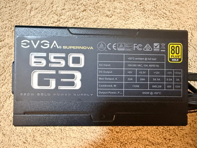 EVGA SuperNOVA 650 G2 650W 80 Plus Gold Fully-Modular Power Supply PSU