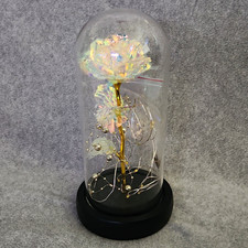 Dream of Flowers LED Light-Up Artificial Rose Arrangement in Glass Dome Cloche