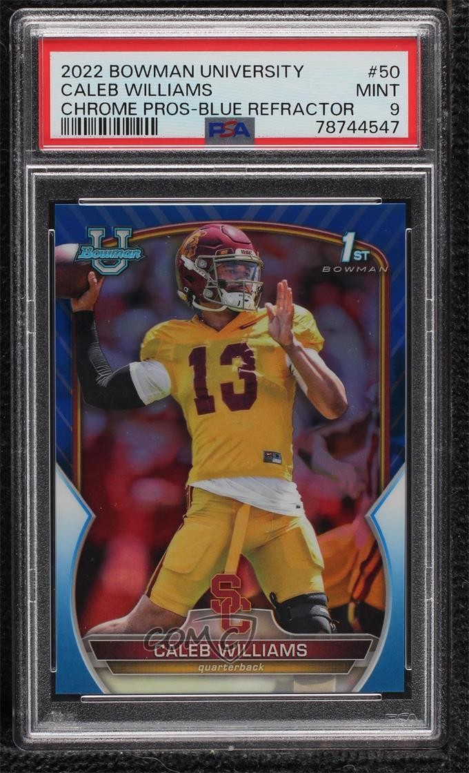 2022 Bowman U Chrome Blue Refractor 31/199 Caleb Williams #50 PSA 9 MINT 02d2