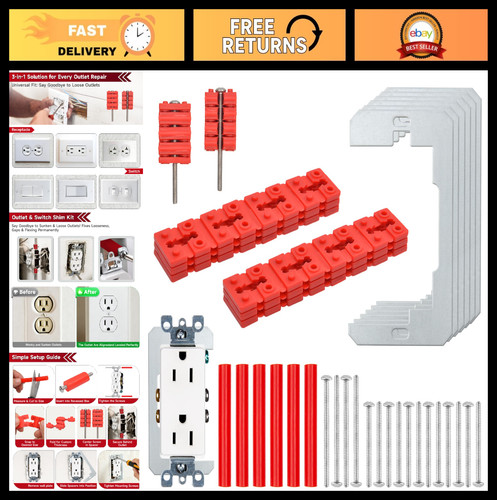 52PCS Outlet Spacer Kit - Stackable Spacers, Metal Shims, Cut-to-Size Tubes & Sc