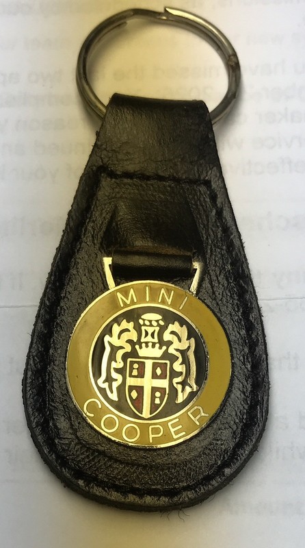 NOS Austin Mini Cooper  Key Fob, Cloisonné Emblem