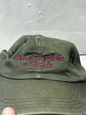 VTG 90s Abercrombie & Fitch Made In USA Leather Strapback Hat Green Spellout