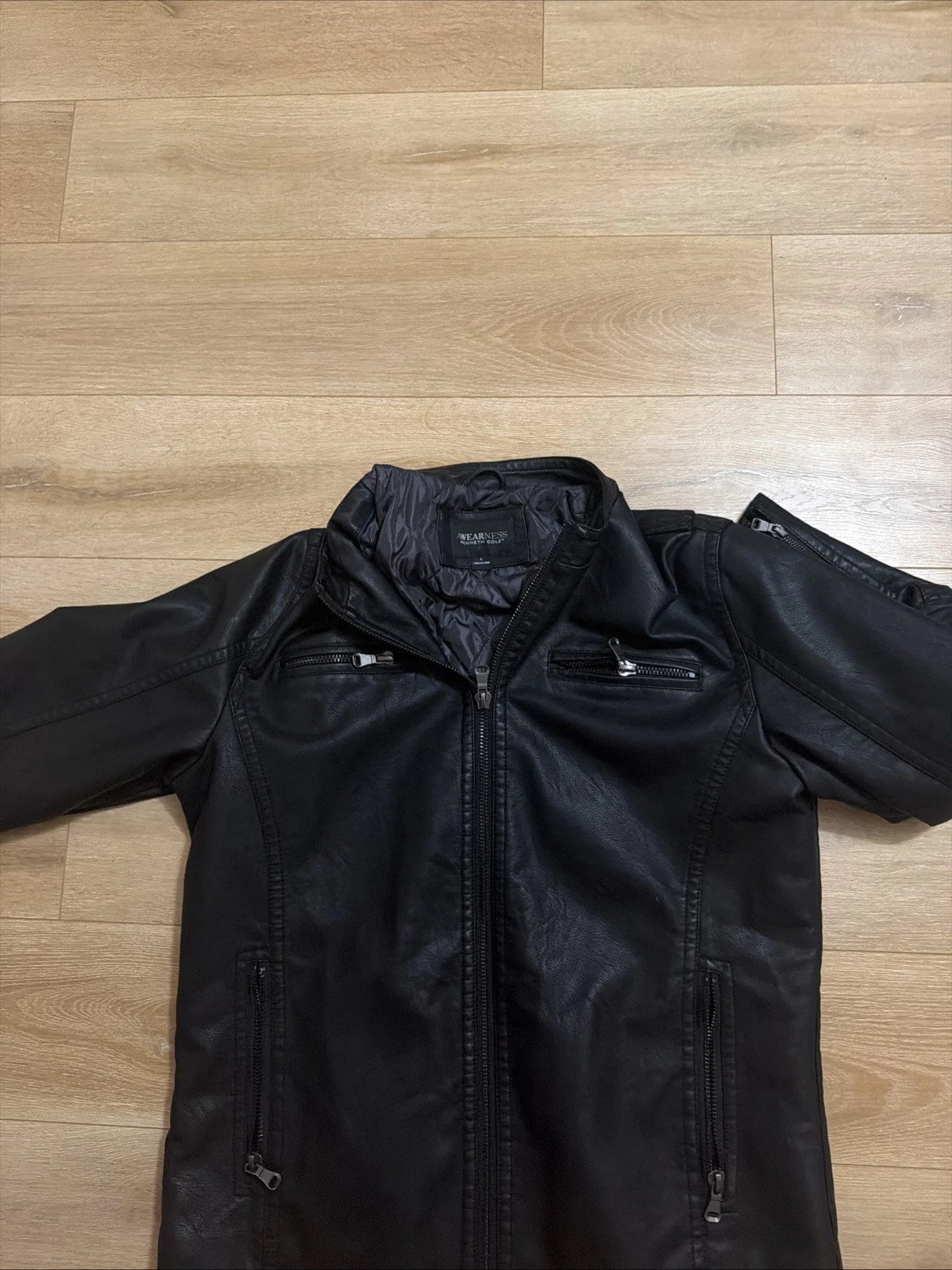 Kenneth Cole Awearness Black Leather Jacket Men’s Size Large image 4