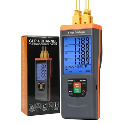 4 Channel Thermometer Data Logger K Type Alarm Recorder