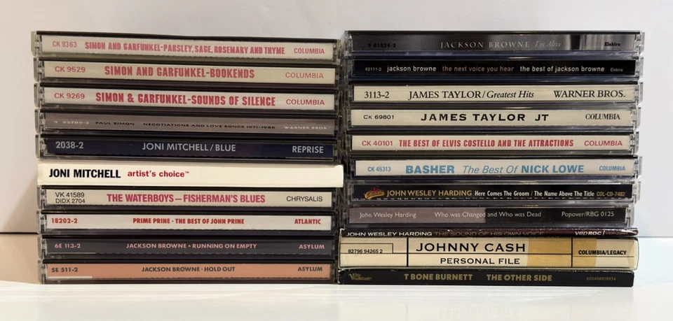 Folk Pop Rock 21 CD Lot Joni Mitchell Johnny Cash John Prine Simon & Garfunkel Foto 2 de 4