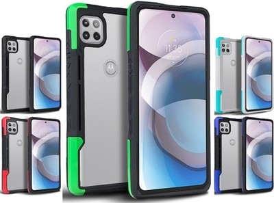 Clear Acrylic Hybrid Case Cover Secure Grip Trim for Motorola One 5G ACE, XT2113