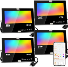 LED Flood Light Outdoor, 300W Equivalent 3000LM Smart RGB Landscape Lighting wit