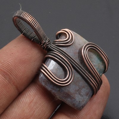 Bloodstone Gemstone christmas Gift Wire Wrapped Pendant 2'' Jewelry G6700