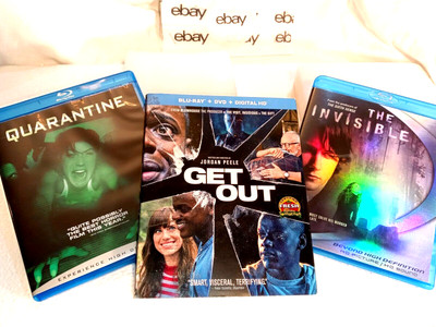 3 THRILLER/HORROR BLUERAYS - GET OUT, QUARANTINE, INVISIBLE