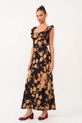 green emerald velvet dress Casual Flowy Boho Wedding Dress with Side Slit