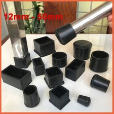 12mm - 50mm Rubber Chair Table Feet Furniture Tube Leg End Cover Caps Cap Black