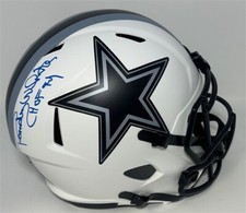 Cowboys RANDY WHITE Signed Full Size FLAT WHITE Replica Helmet AUTO w/ HOF - JSA