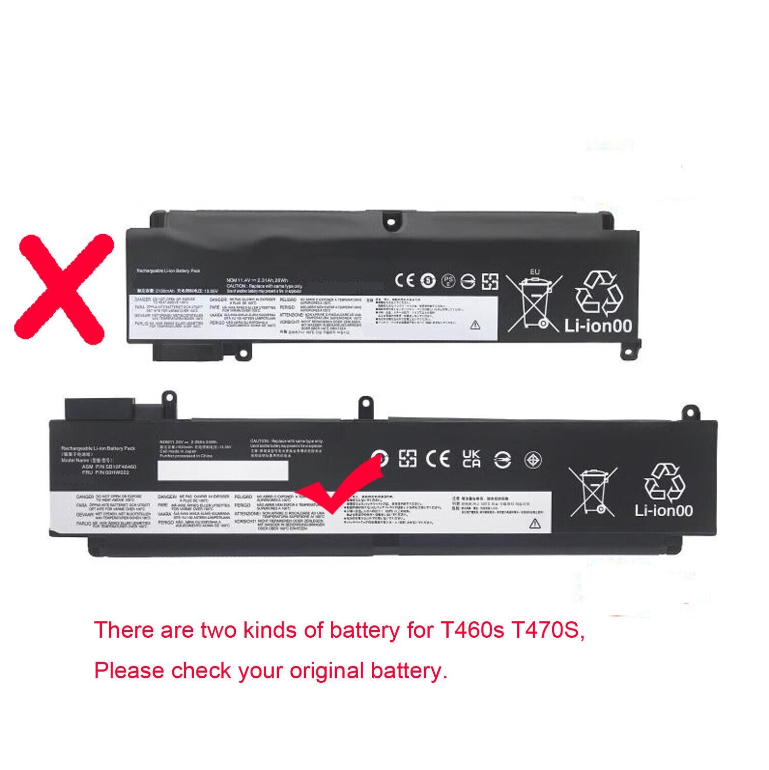 Battery 00HW023 For Lenovo ThinkPad T460s T470s 00HW022 00HW036 SB10F46460