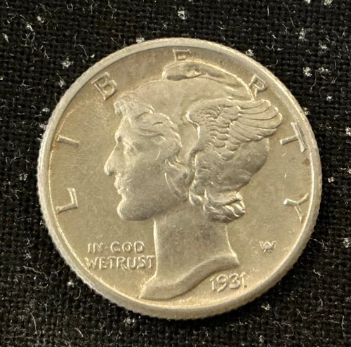 1931-P Mercury Dime 10c . AU Almost Uncirculated to Uncirculated