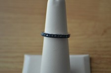 0.10ct Blue Diamond Band Ring Rhodium Plated over Sterling Silver Size 5