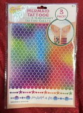 Fashionably Me, Mermaid Tattoos, 3 Pack, 3 Temporary Tattoo Sheets