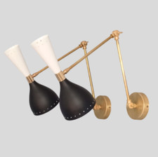 Modern Italian Brass Diabolo metal Wall Sconce Stilnovo Light 1950s Mid-Century