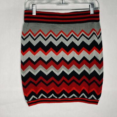 RD Style Zig Zag Knit Skirt Women Size Large Blue Orange Gray