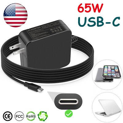 For Dell 65W USB-C Chromebook 3100 AC Adapter 2WDR5 DA65NM190 Power Supply US