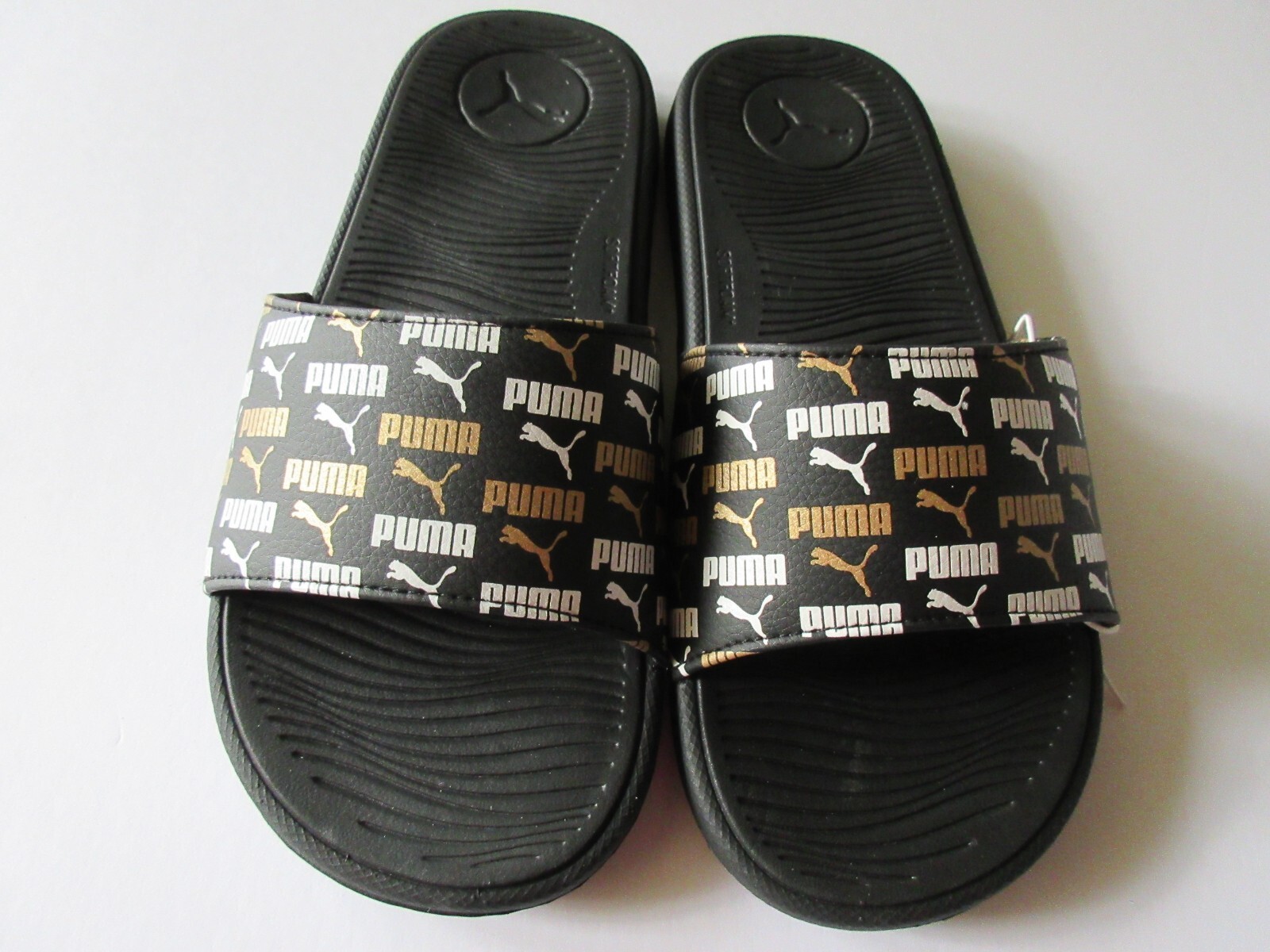 PANTOFOLA D’ORO Puma Cool Cat sandalo donna casual slide nero bianco e oro logo nuovo con etichetta