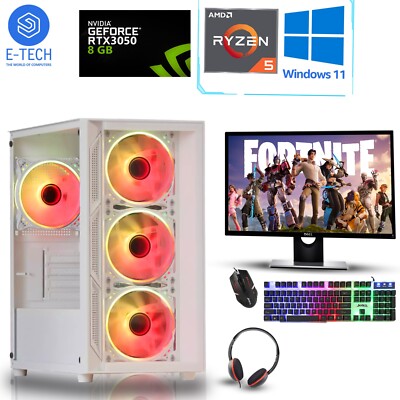 Gaming PC Bundle AMD Ryzen 5 5600 32GB DDR4 8GB RTX 3050 1TB+1TB SSD Windows 11