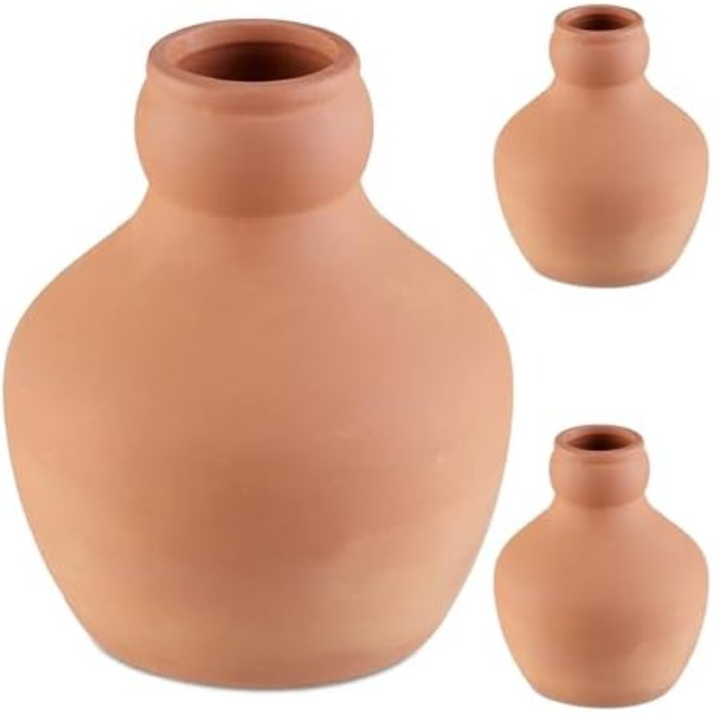 Relaxdays Sfera Irrigazione a Goccia, Set 3 Olle in Ceramica 550 ml, Annaffiare,