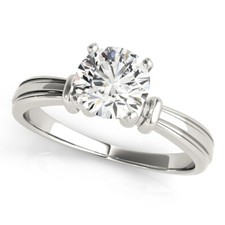 1.00 Ct Round Real Moissanite Anniversary Ring 14K Solid White Gold Size 8.5