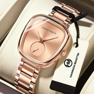 Luxury Women's Barrel-Design Watch   Waterproof Quartz Multifunction Timepiece,
