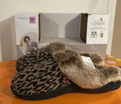 Isotoner Animal Print Slippers Memory Foam Fits Faux Fur Small Orig  $35