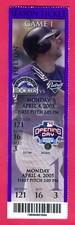 FULL TICKET! 4/4/05 ROCKIES/PADRES OPENING DAY-MLB DEBUTS-BAKER/SULLIVAN/SPEIER