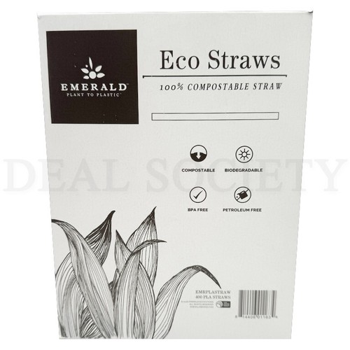 Emerald 100% Compostable Eco Straws 400 Count Each Lot of 4 - Picture 2 of 5