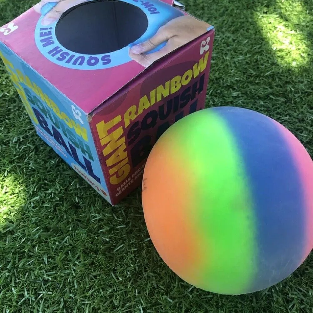 KEYCRAFT GIANT RAINBOW SQUISH BALL 10CM - SQUEEZE STRESS SENSORY