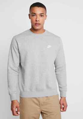 Nike Größe L - Foundation Club French Terry Sweatshirt mit Rundhalsausschnitt - grau BV2666-063