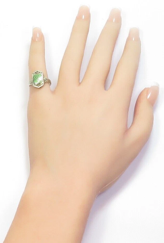 Antique 1929 Enamel Class School Ring Filigree 14K White Gold Size 5.25 UK-K - Image 2 of 4